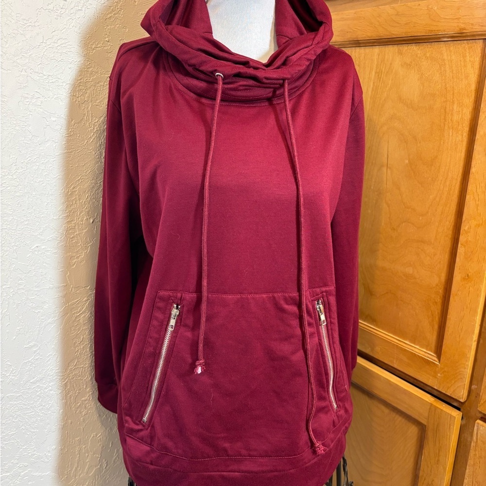 TECREW Maroon Hoodie with Drawstrings